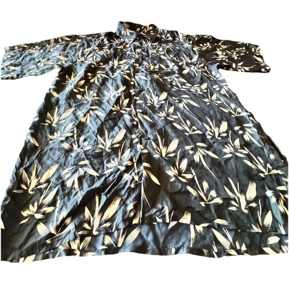 Penta Club Men's Washable Silk Short Sleeve Black Bamboo Print Shirt New Large - Picture 11 of 11